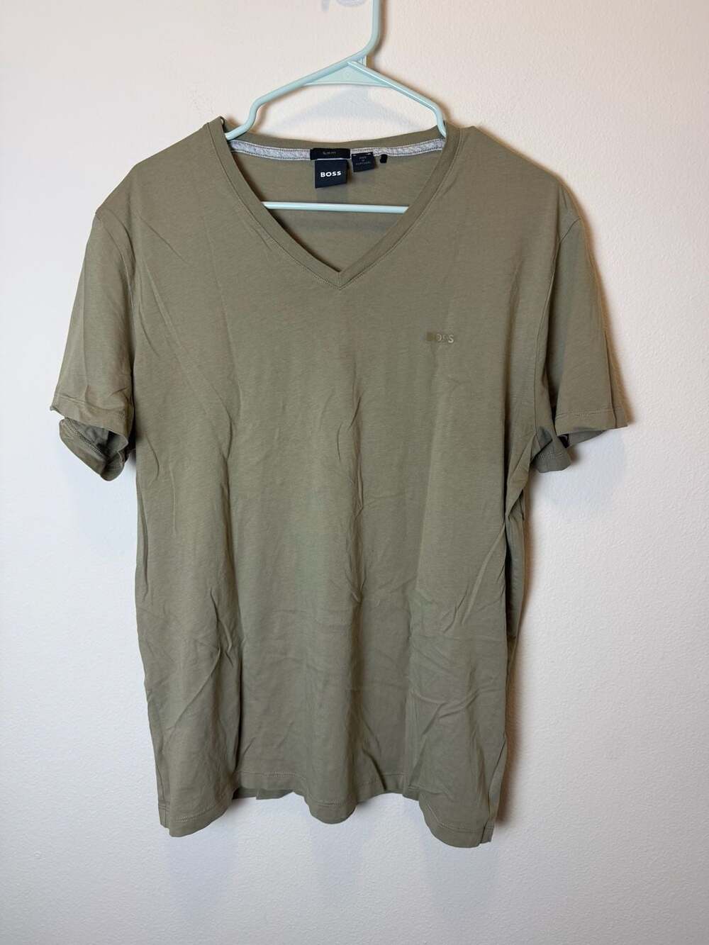 BOSS Slim Fit V-Neck T-Shirt Green XL
